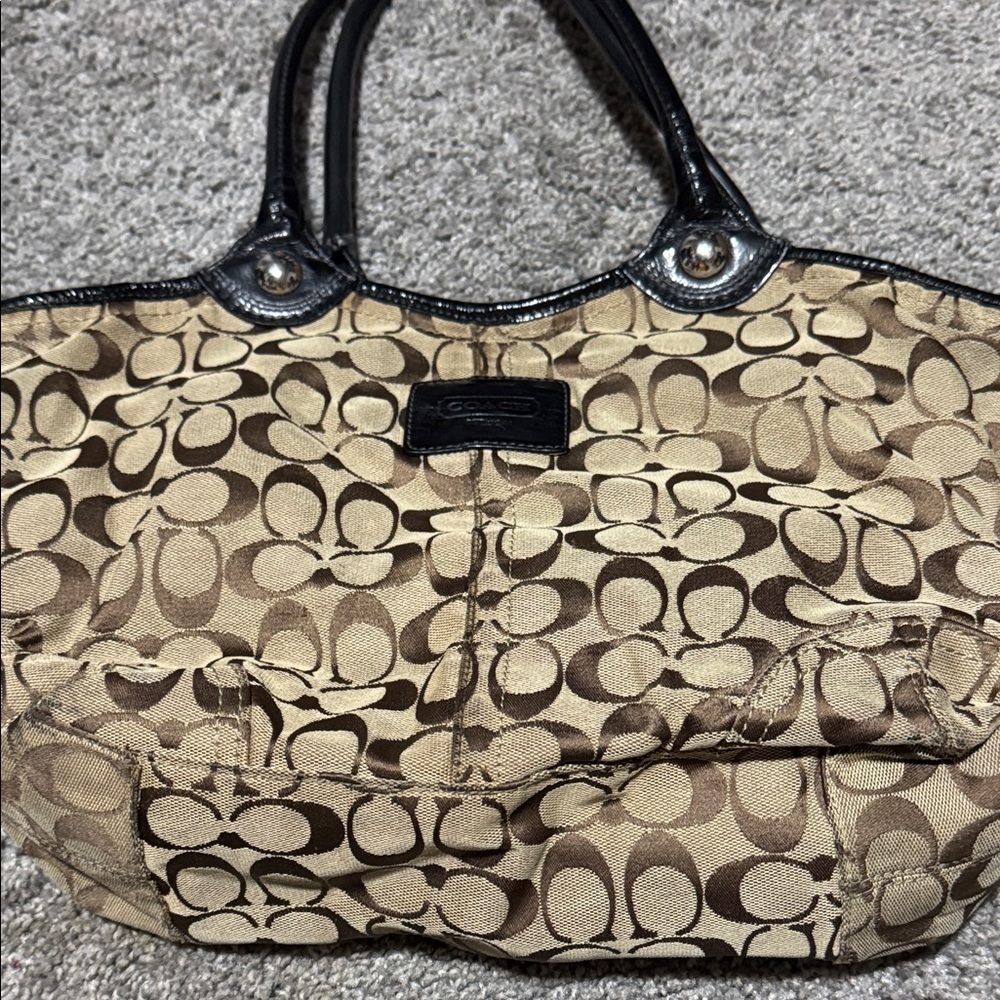 Coach Brown and Tan Signature Tote